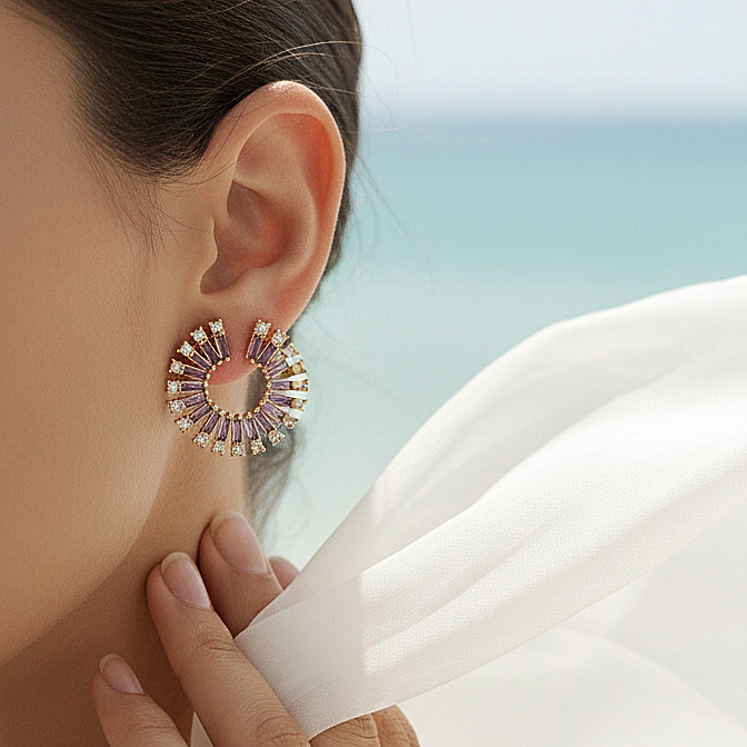 Amethyst Spiral Earrings