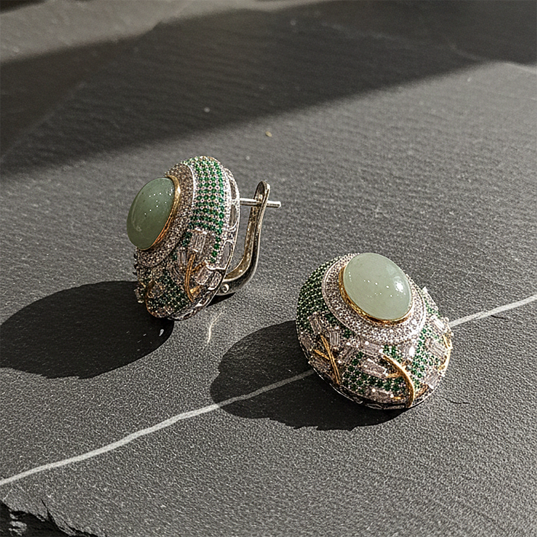 Emerald Halo Earrings