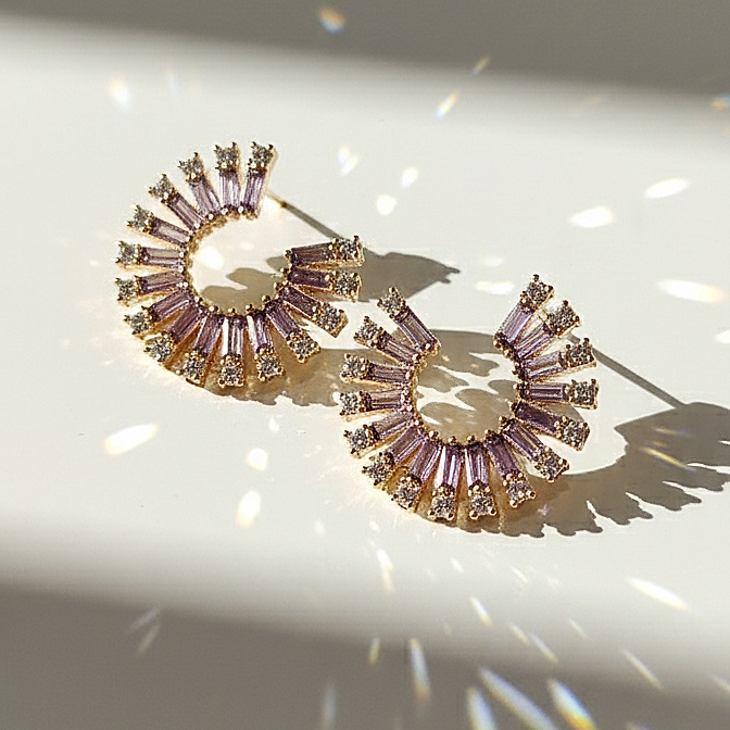 Amethyst Spiral Earrings