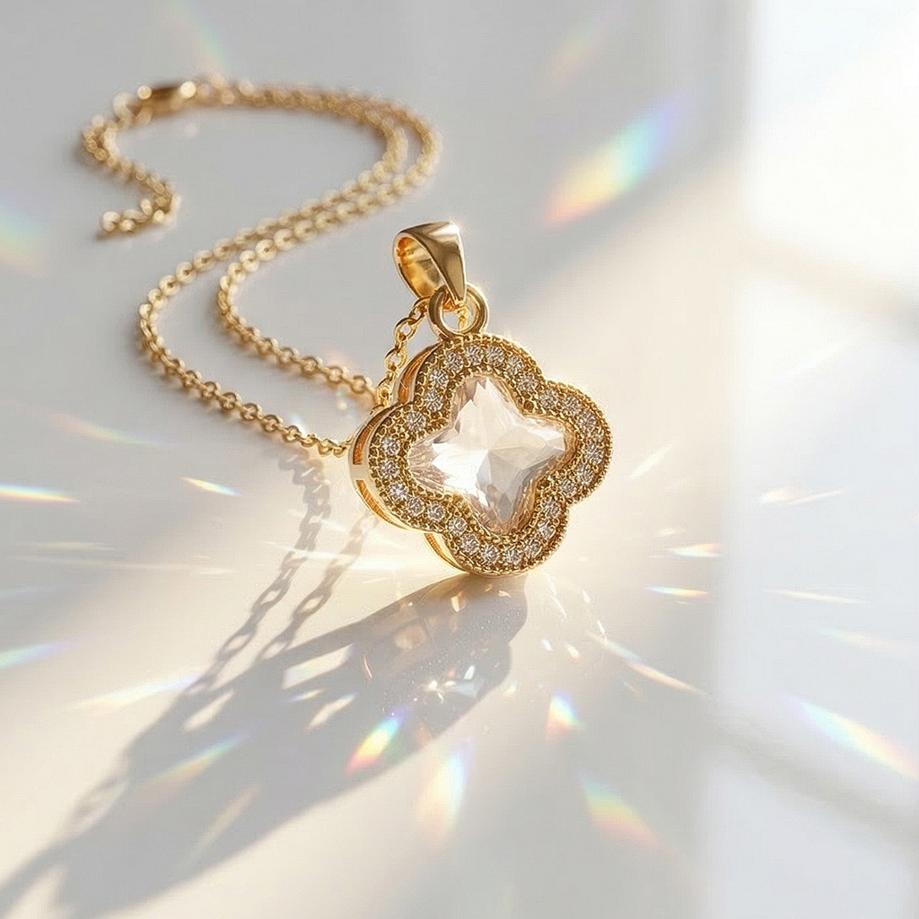 Gilded Clover Pendant White