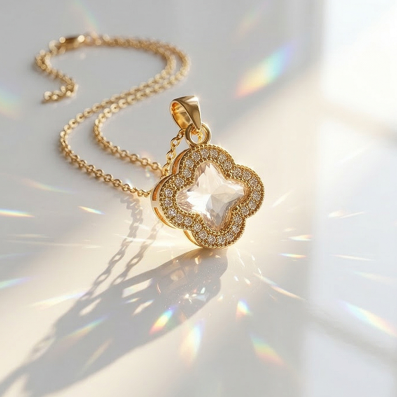 Gilded Clover Pendant White