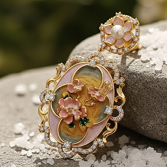 Floral Cameo Earrings