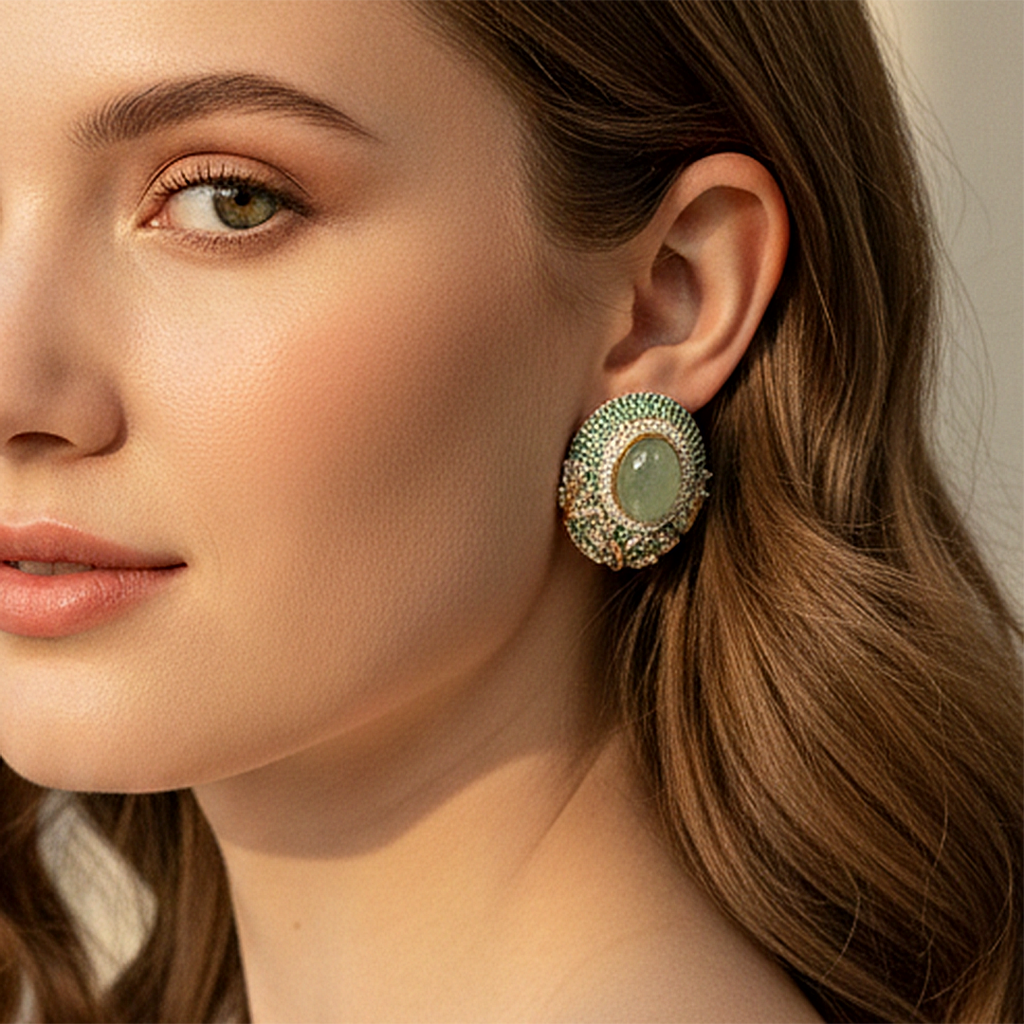 Emerald Halo Earrings