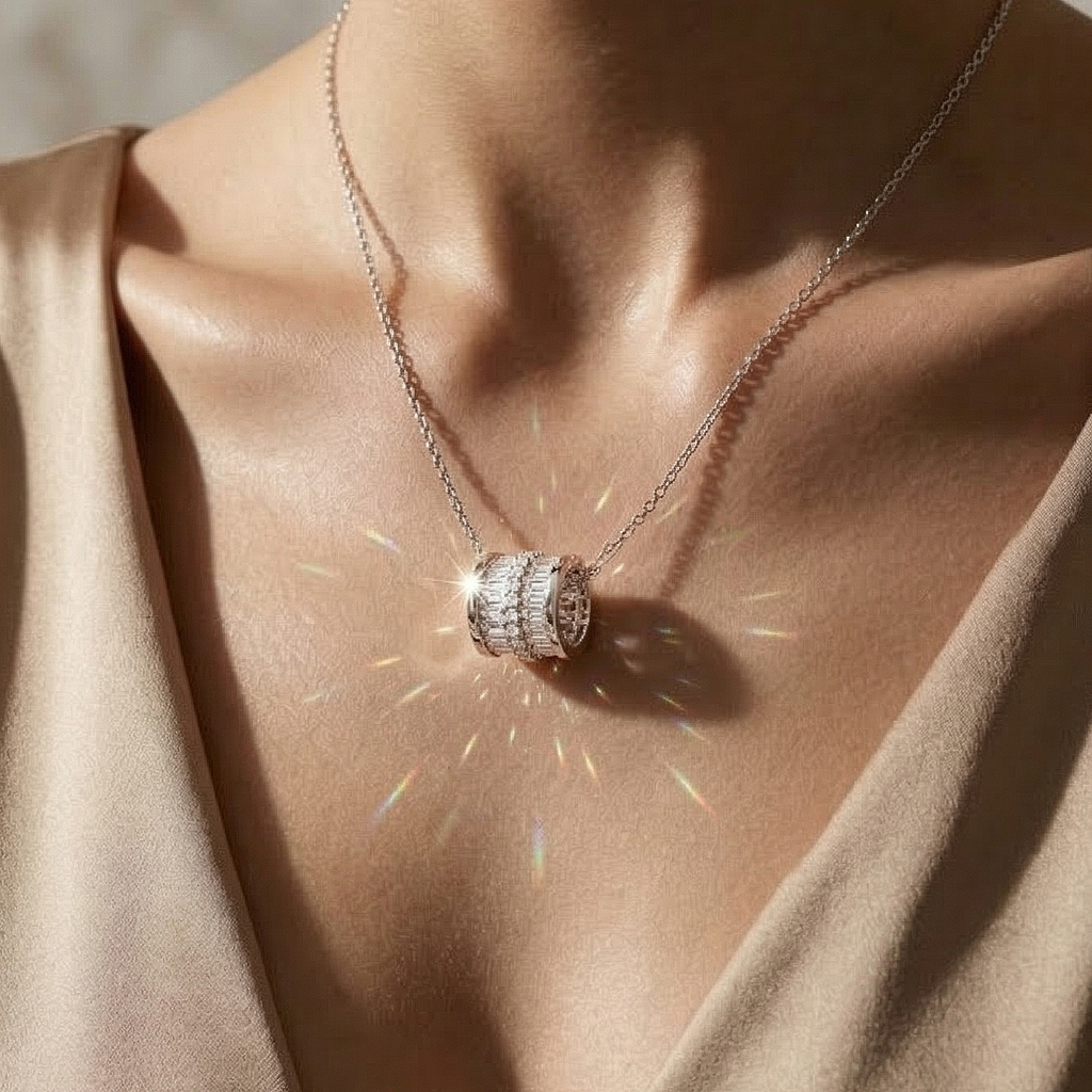 Baguette Barrel White Pendant