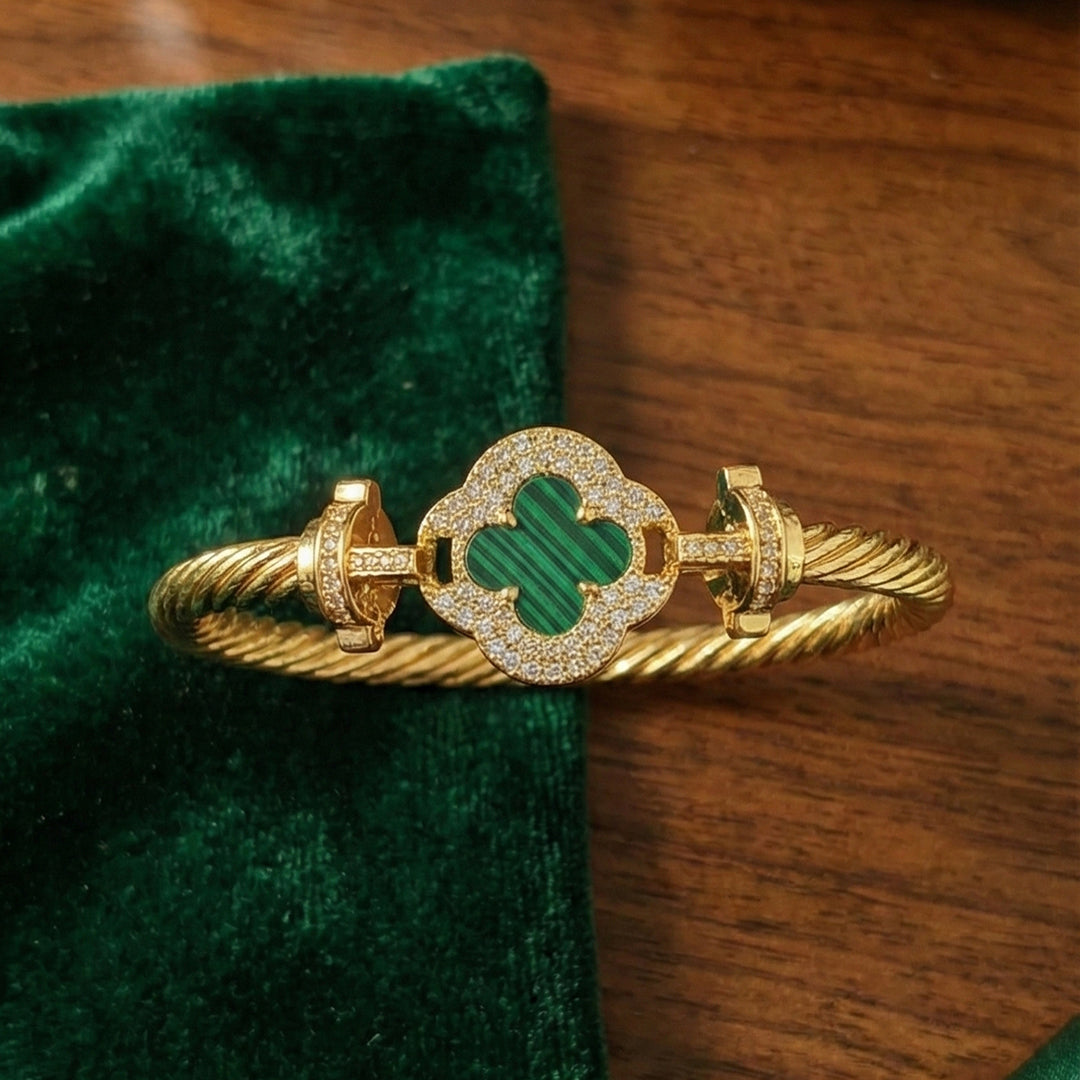 Malachite Clover Bangle