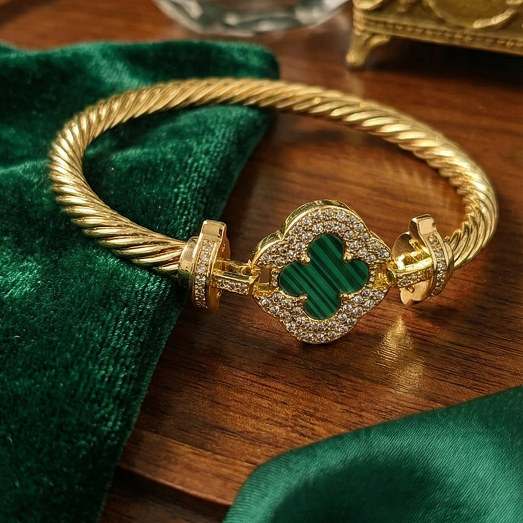 Malachite Clover Bangle